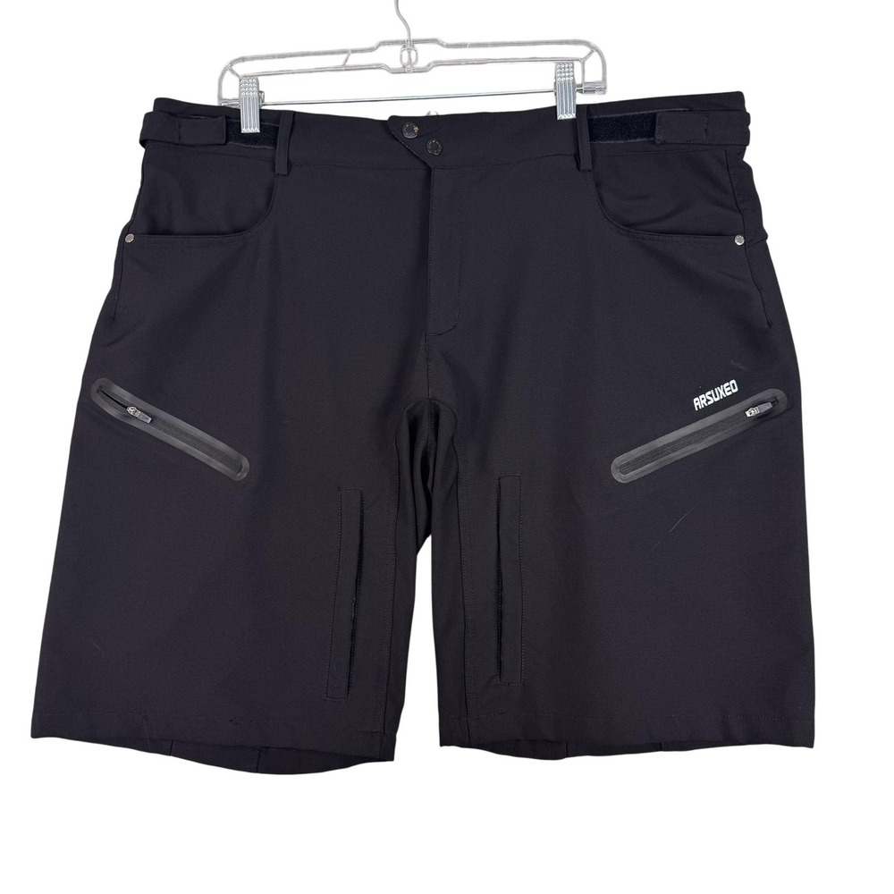 Arsuxeo Shorts Mens 2XL Black Softshell Cycling Hiking Water Resistant Stretch